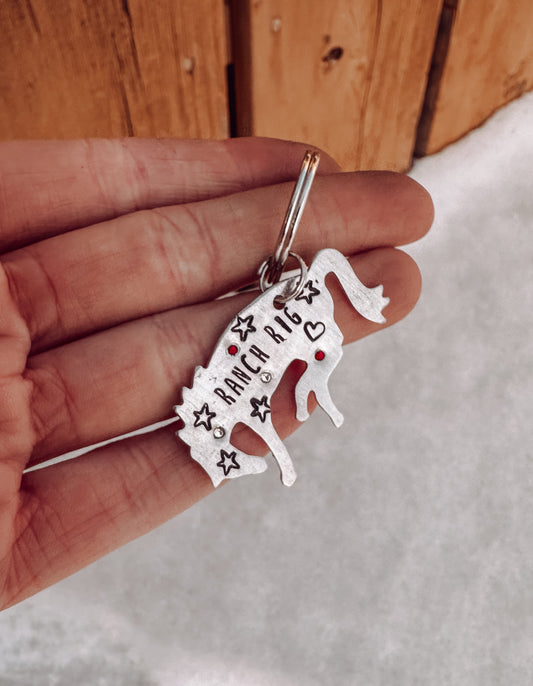 Ready to ship " Ranch Rig" Bronc Keychain