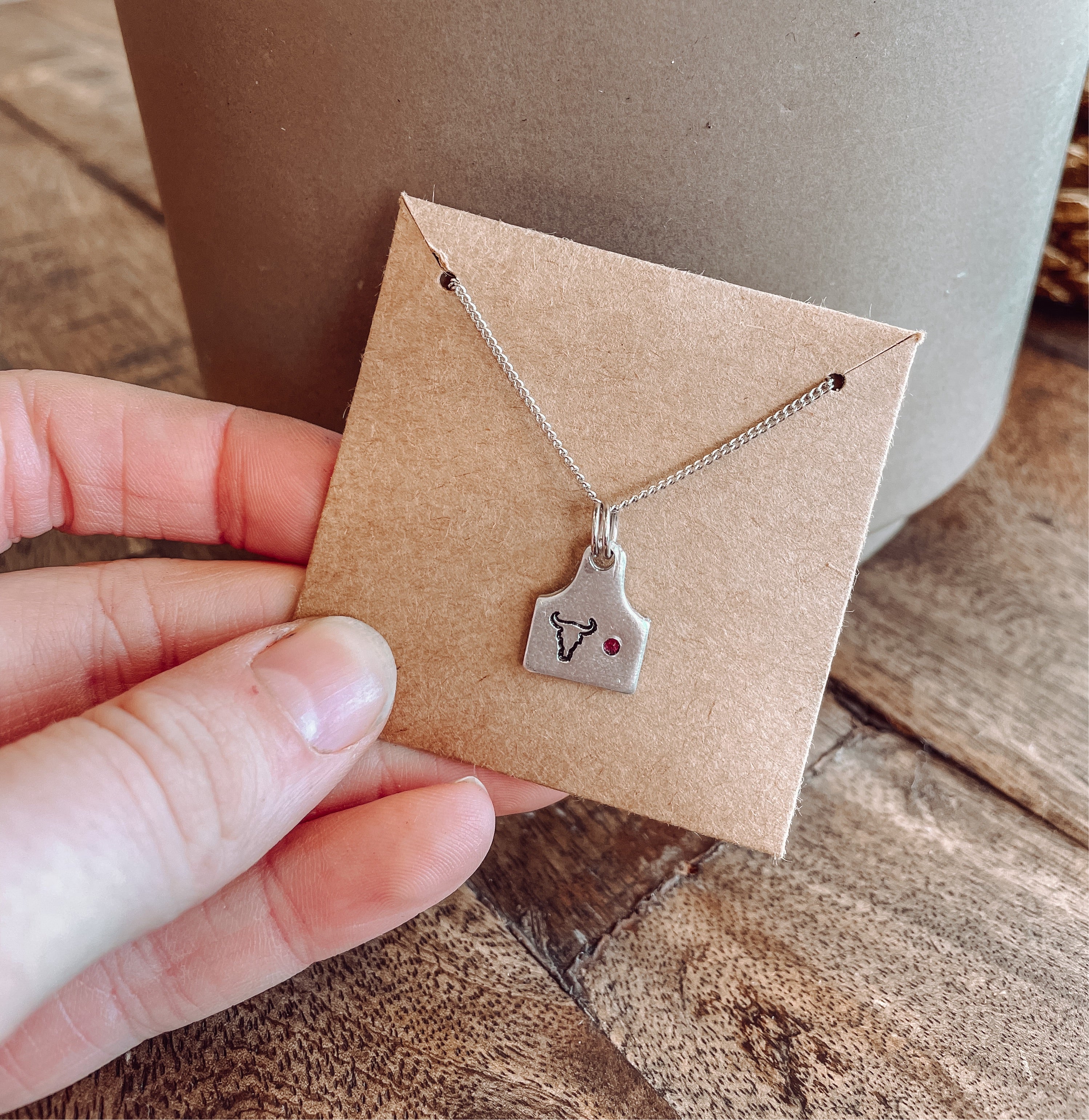 Custom Dainty Cow Tag Necklace (Made To Order) – Just Peachy Double Wide  Designs