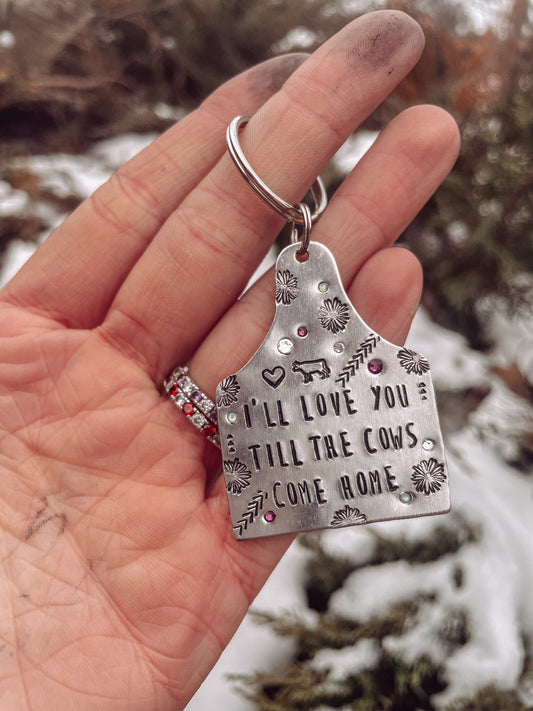 "Till The Cows Come Home" Extra Large Cow Tag Keychain